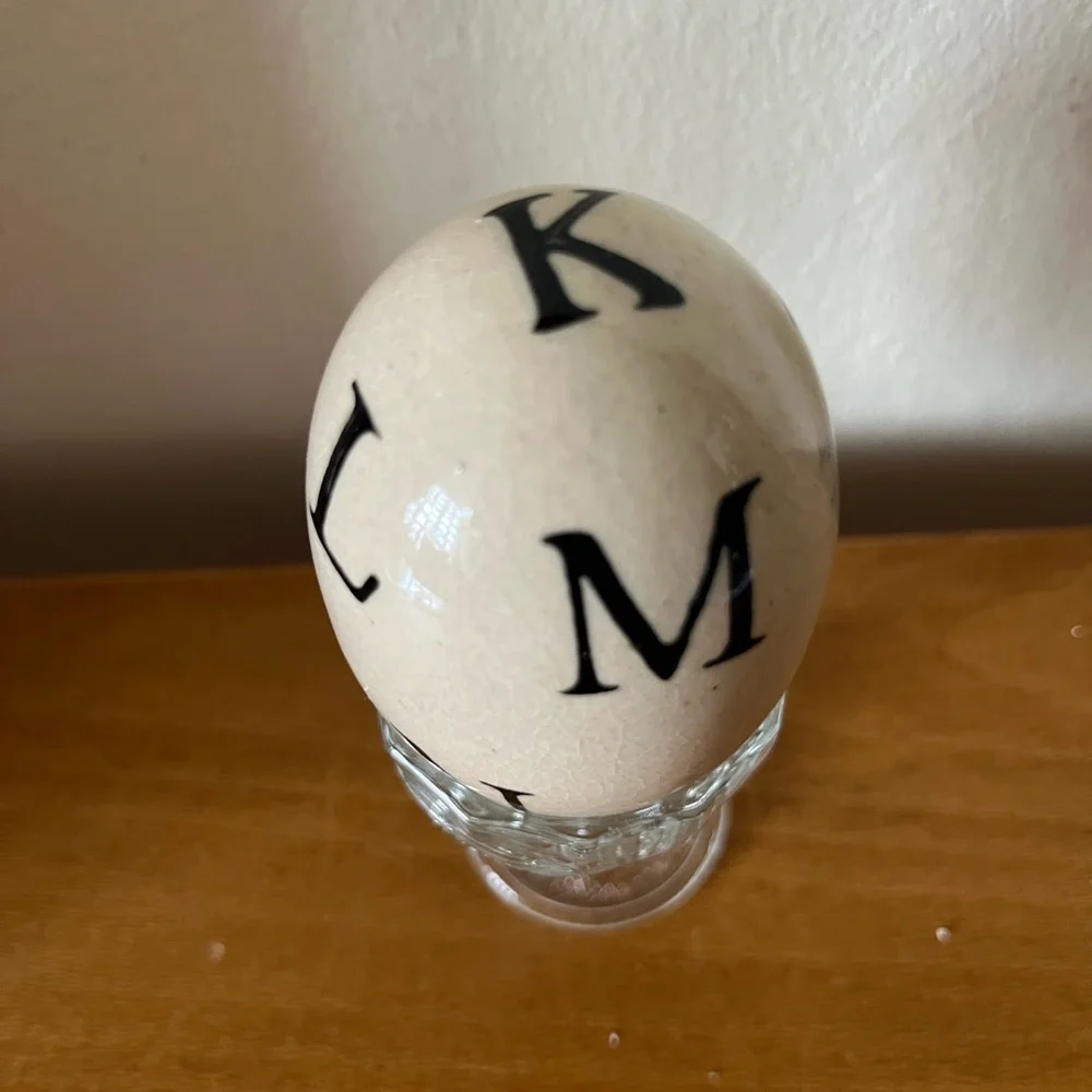 Cream Ceramic Alphabet Decorative Eggs - Set of 6